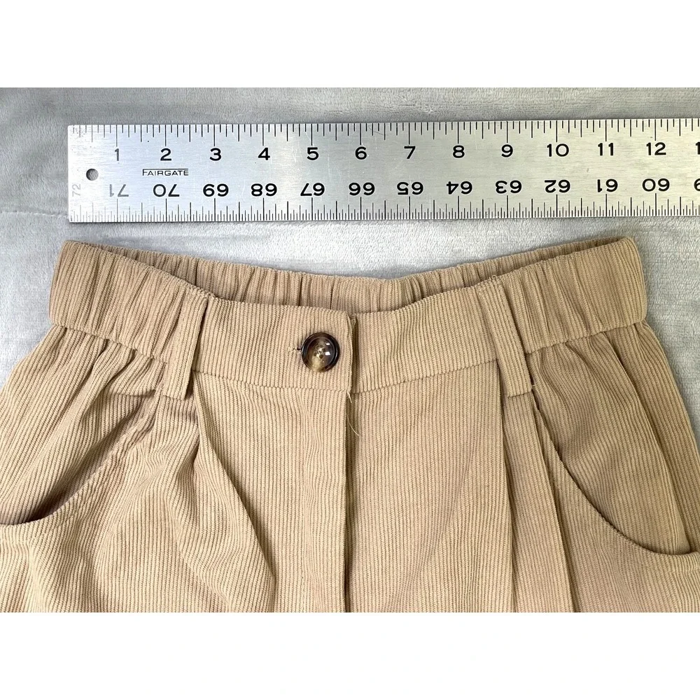 SHEIN Corduroy Pants Women's Small Beige High Waist Casual Vintage Style